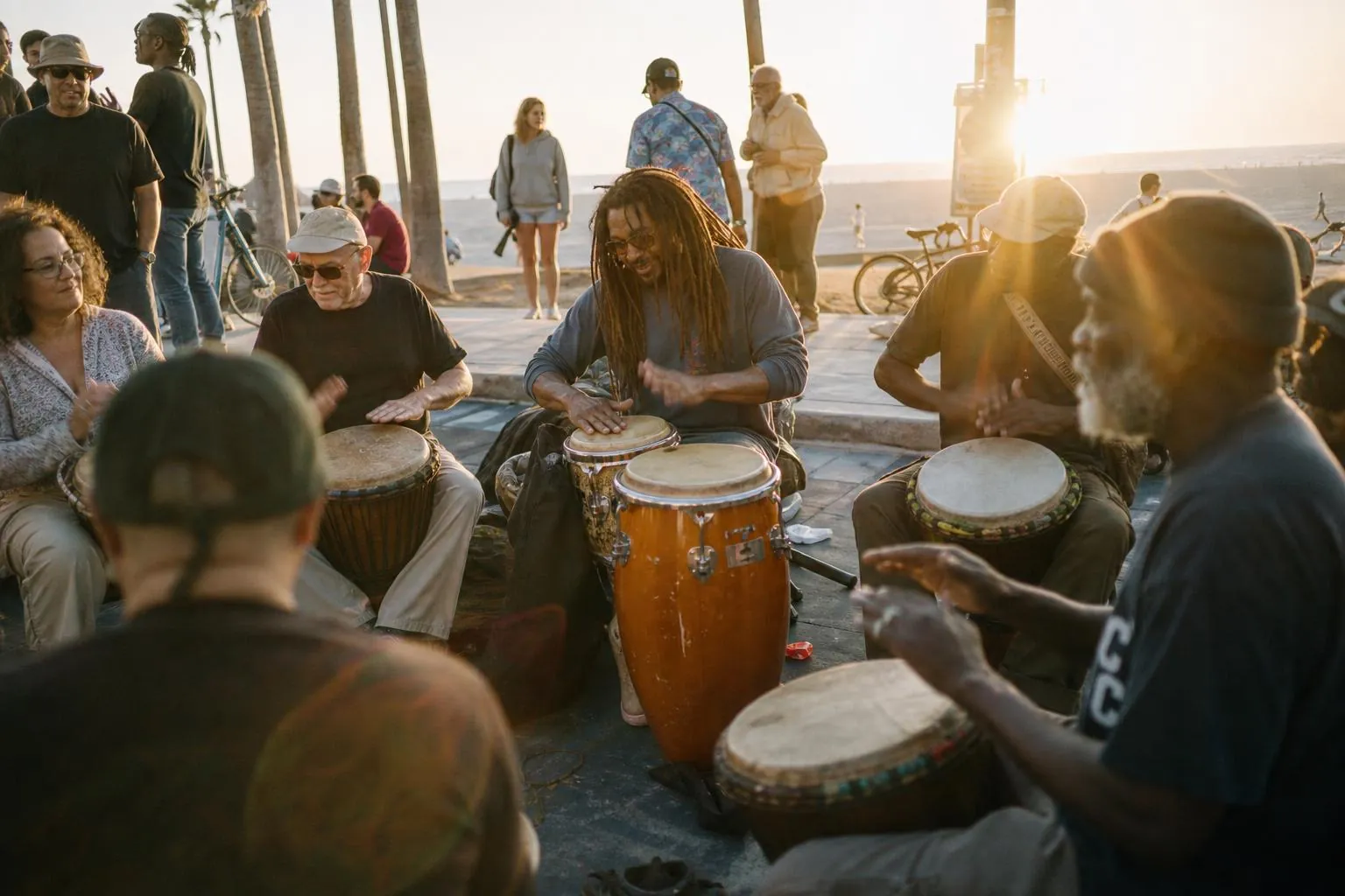 Sunset circles on Venice Beach